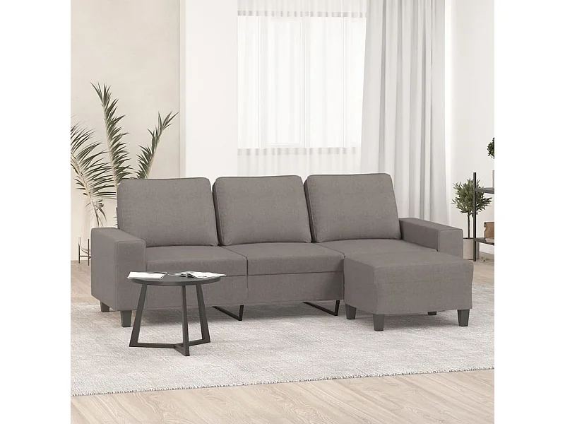 Sofá de 3 plazas con taburete de tela gris taupe 180 cm