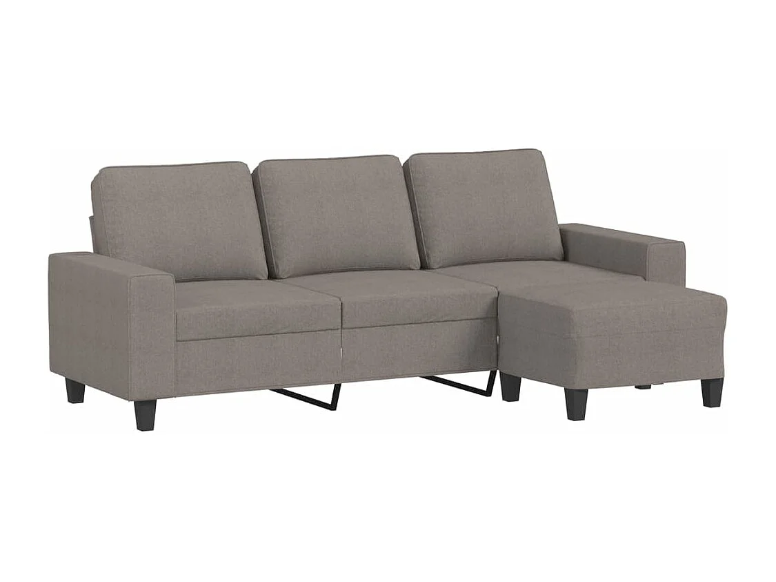 Sofá de 3 plazas con taburete de tela gris taupe 180 cm