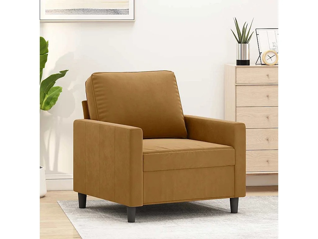 Fauteuil Marron 60 cm Velours