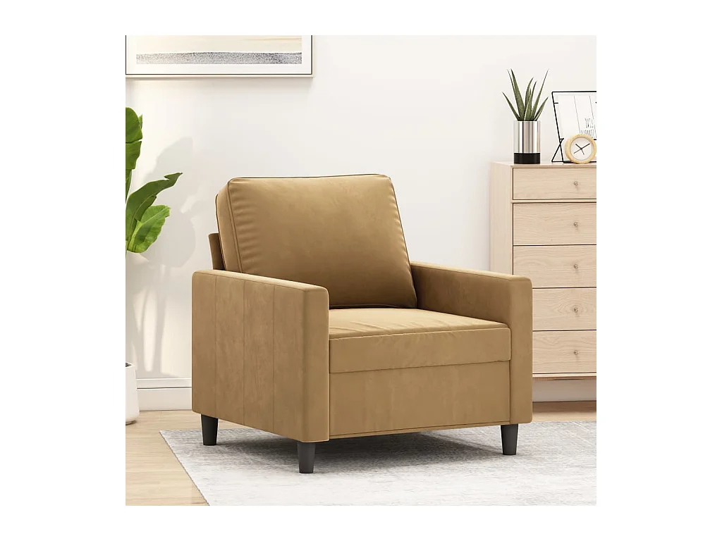 Fauteuil Marron 60 cm Velours