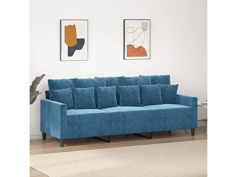 Sofá de 3 plazas terciopelo azul 180 cm