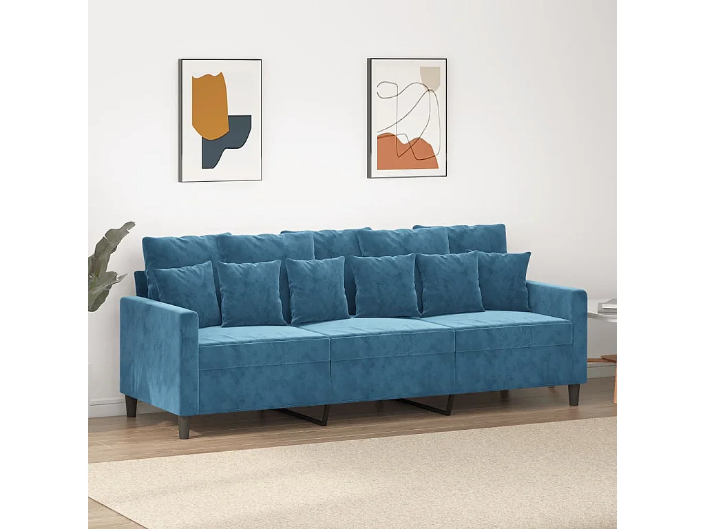 Sofá de 3 plazas terciopelo azul 180 cm