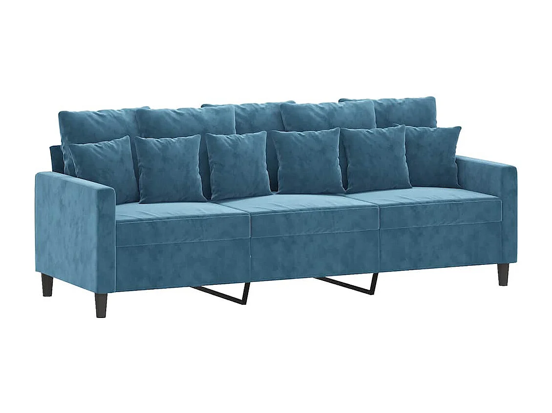 Divano a 3 Posti Blu 180 cm in Velluto