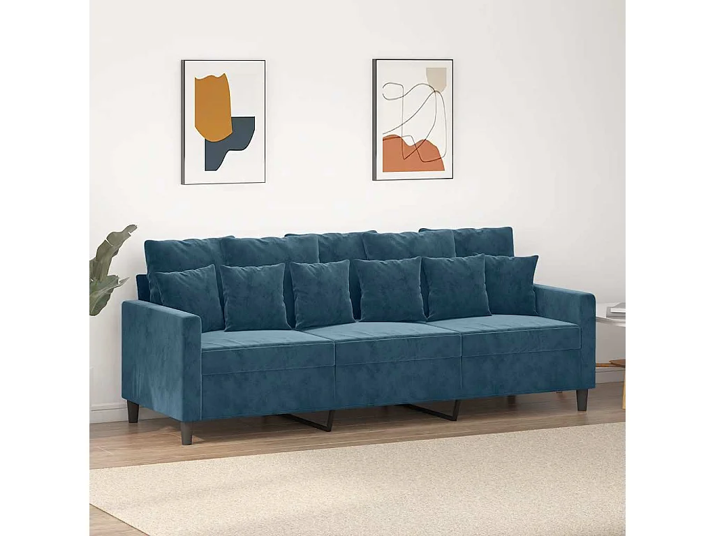 Canapé à 3 places Bleu 180 cm Velours