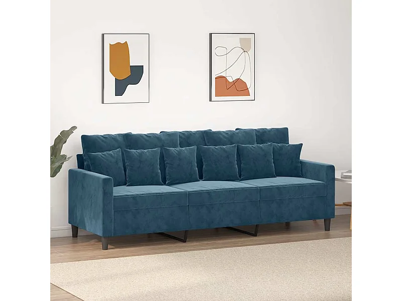 Canapé à 3 places Bleu 180 cm Velours