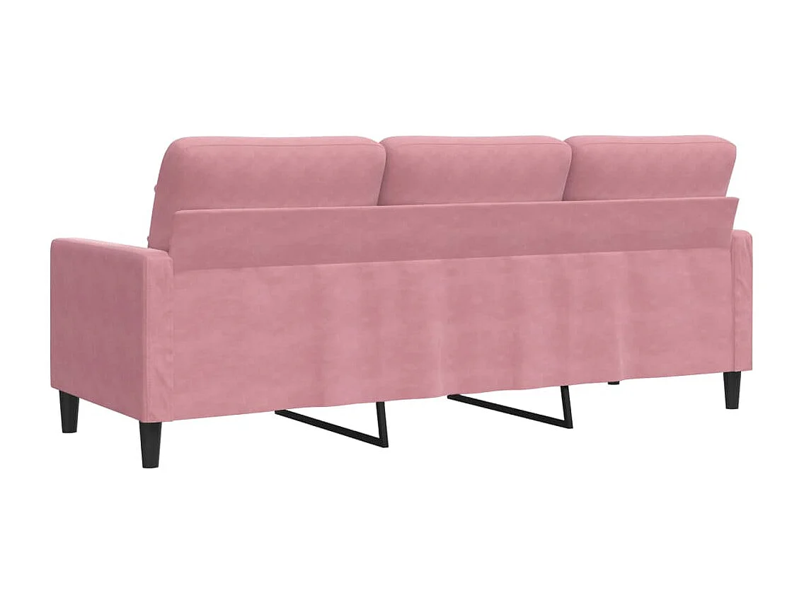 Sofá de 3 lugares 180 cm veludo rosa
