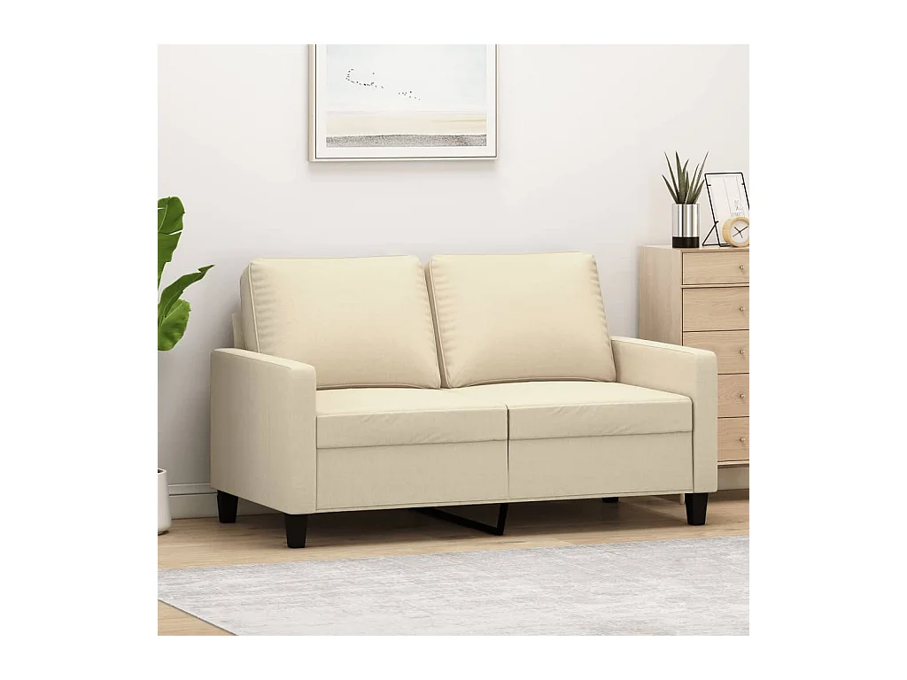 Canapé à 2 places Crème 120 cm Tissu