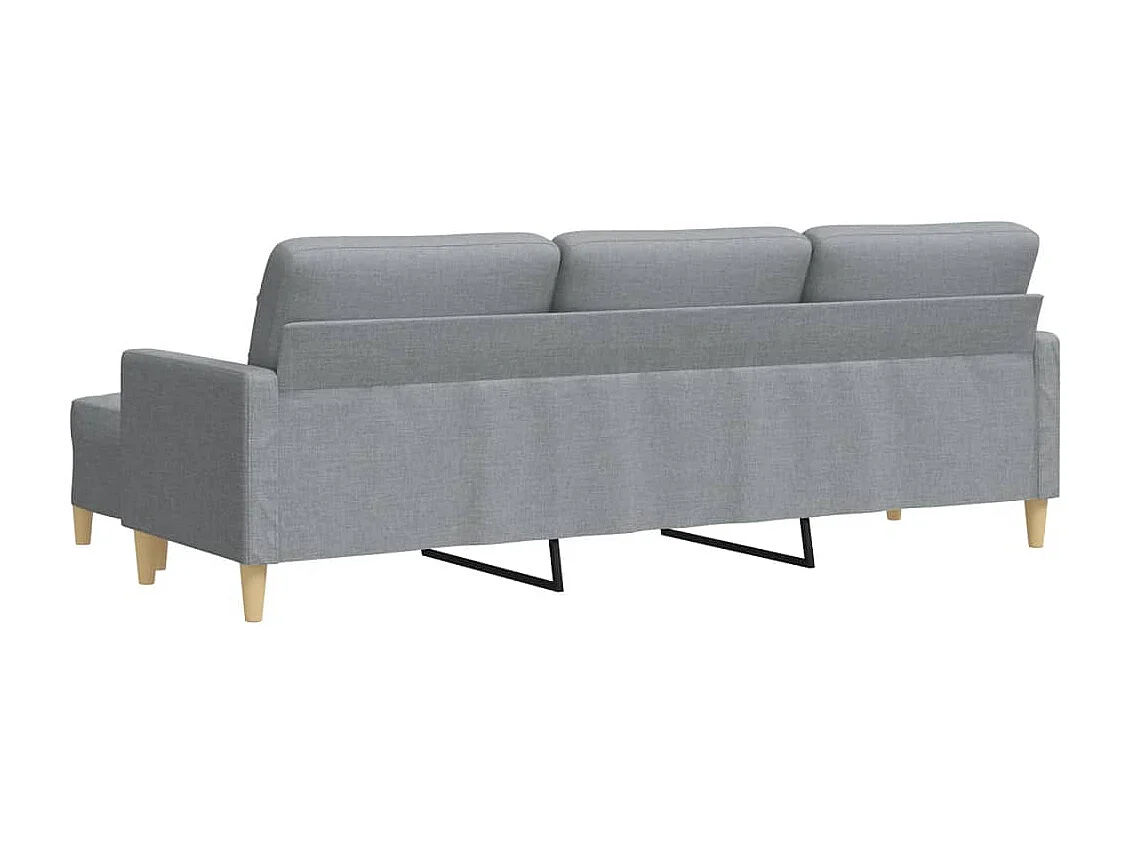 3-Sitzer-Sofa mit Hocker Hellgrau 210 cm Stoff