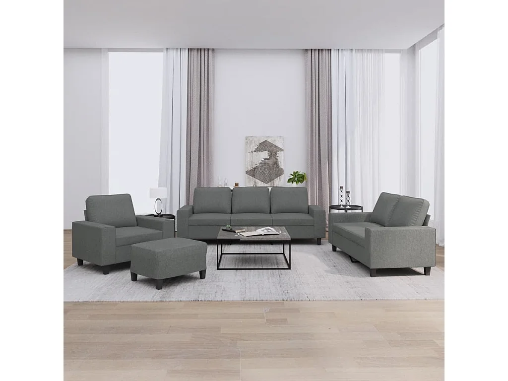 Ensemble de canapés 4 pcs gris foncé tissu