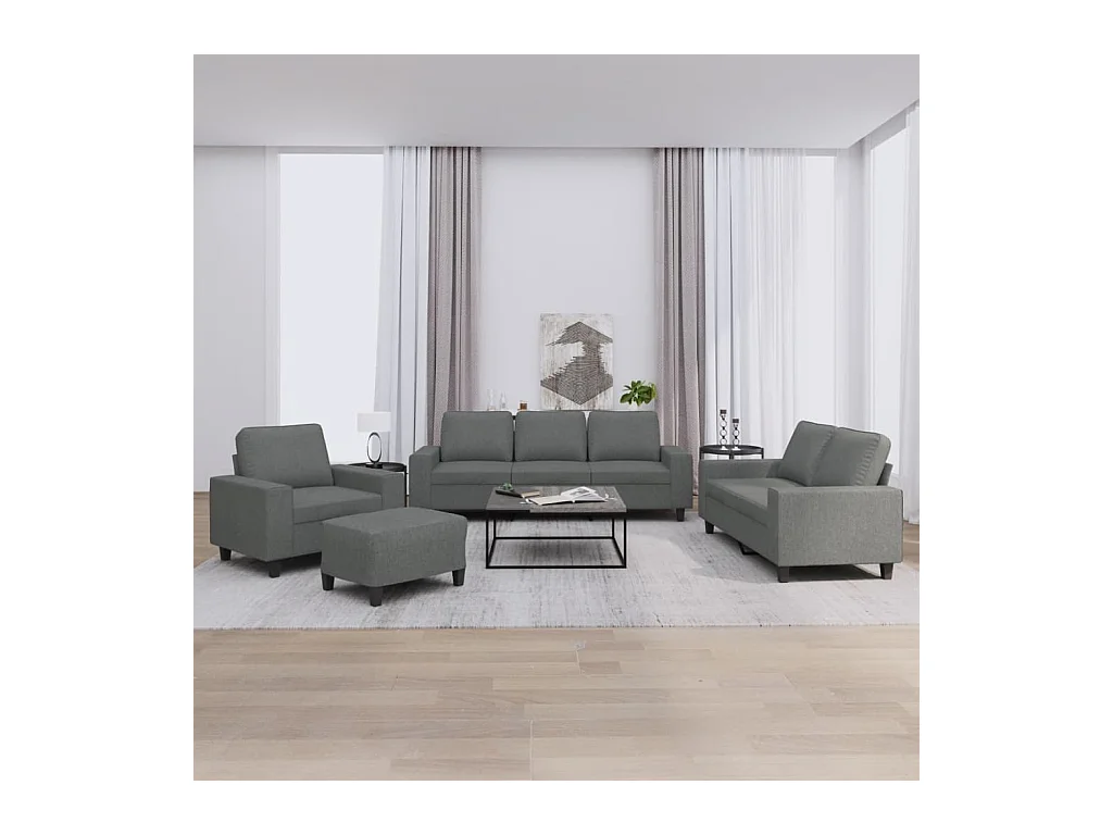 Ensemble de canapés 4 pcs gris foncé tissu
