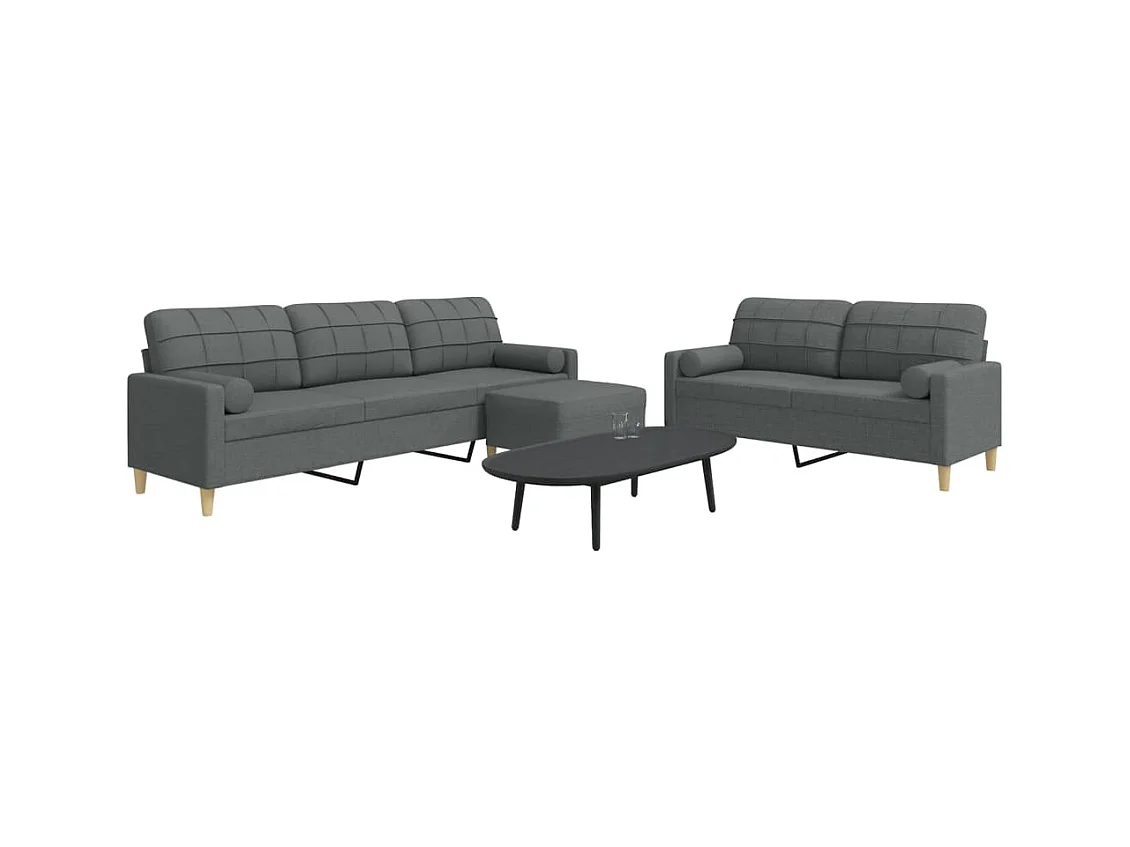 Ensemble de canapés 3 pcs repose-pied et coussins décoratifs