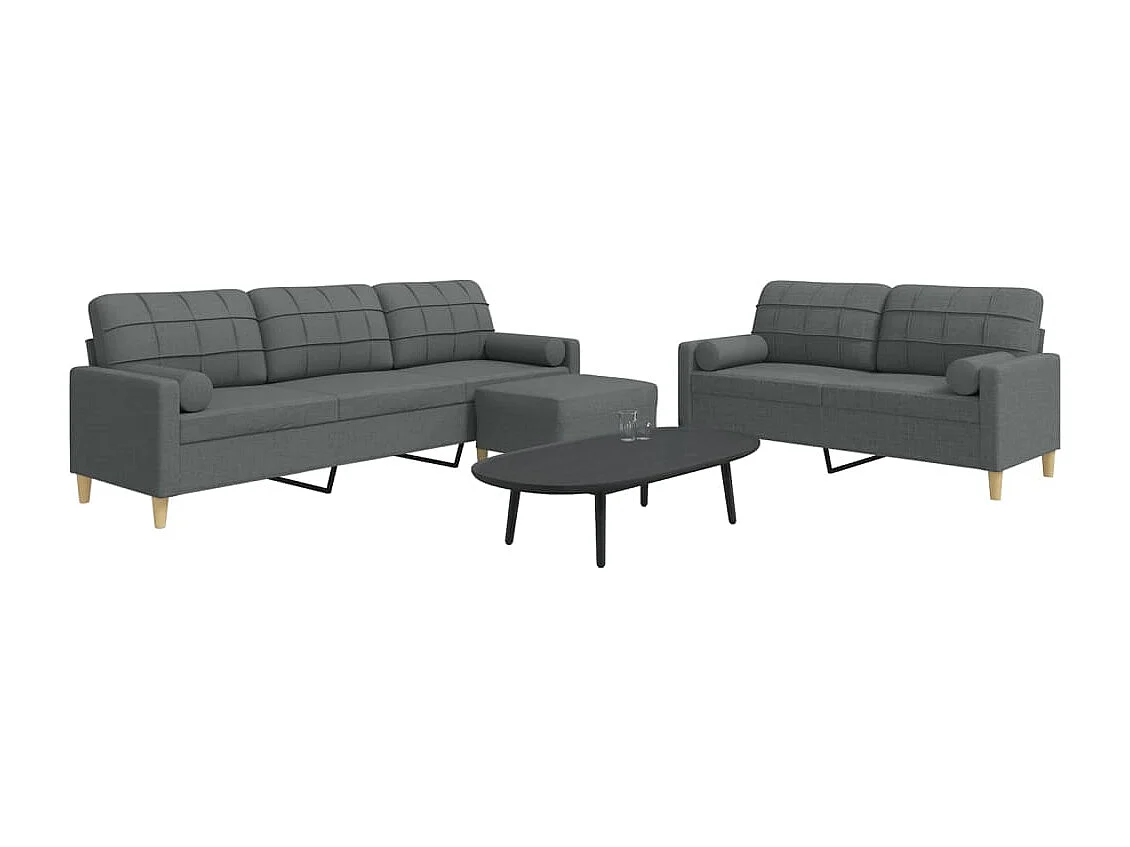 Ensemble de canapés 3 pcs repose-pied et coussins décoratifs