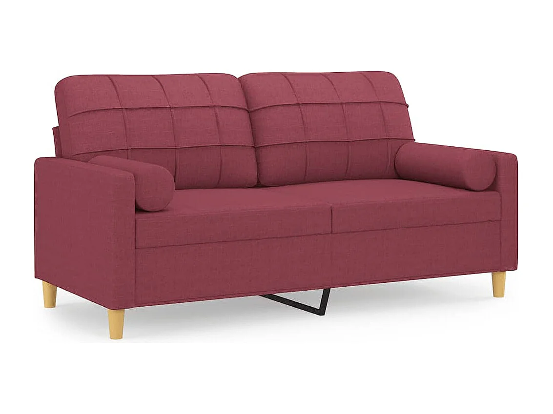 2-Sitzer-Sofa mit Zierkissen Weinrot 140 cm Stoff
