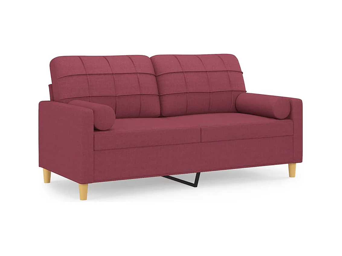 Canapé 2 places avec oreillers bordeaux 140 cm tissu