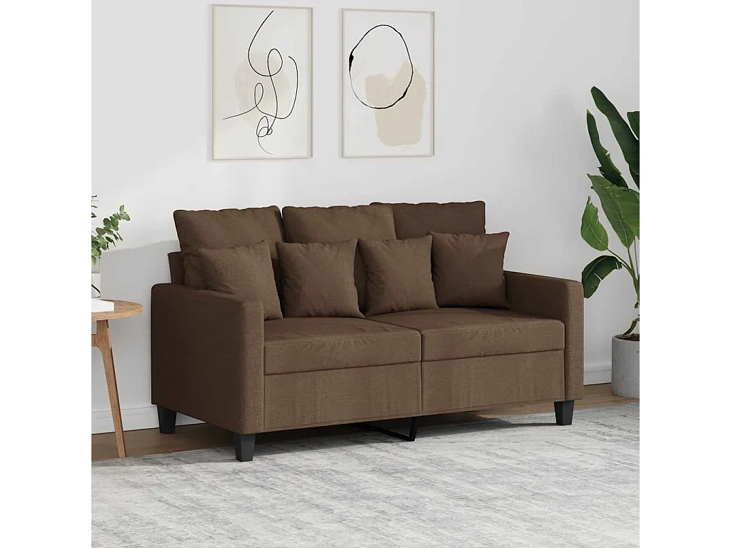 Sofá de 2 plazas de tela marrón 120 cm