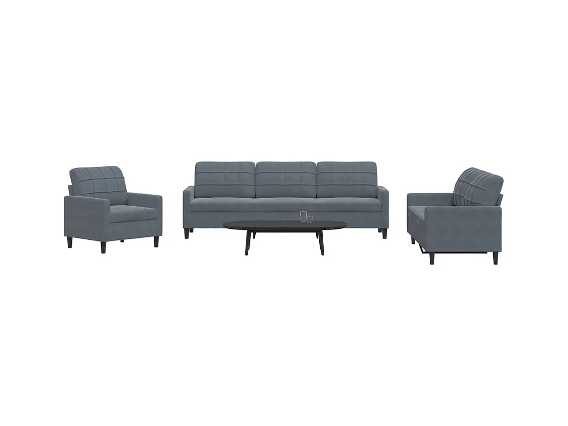 Ensemble de canapés 4 pcs avec coussins Gris foncé Velours