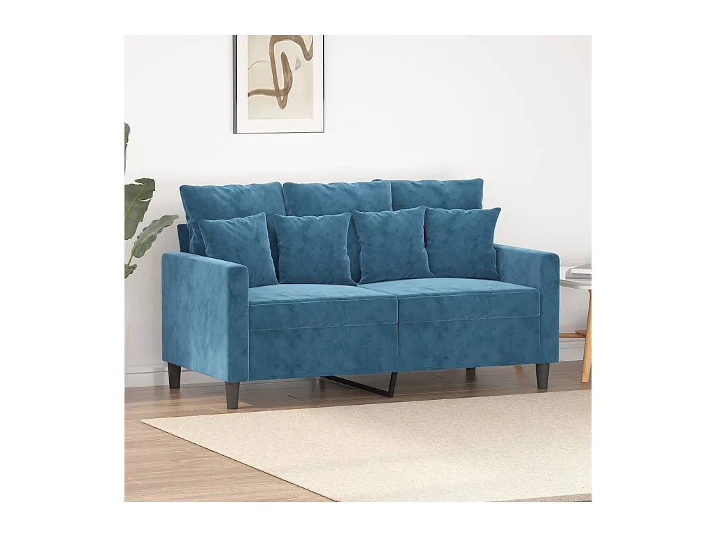 Canapé à 2 places Bleu 120 cm Velours