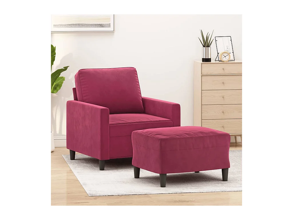 Fauteuil avec repose-pied Rouge bordeaux 60 cm Velours