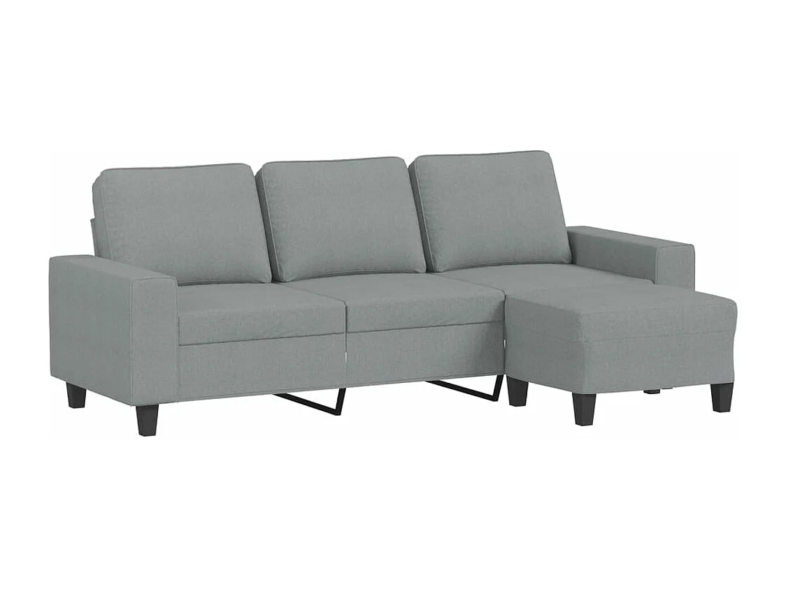 Canapé à 3 places avec repose-pieds Gris clair 180 cm Tissu