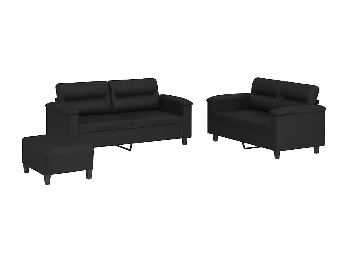 Ensemble de canapés 3 pcs avec coussins Noir Similicuir