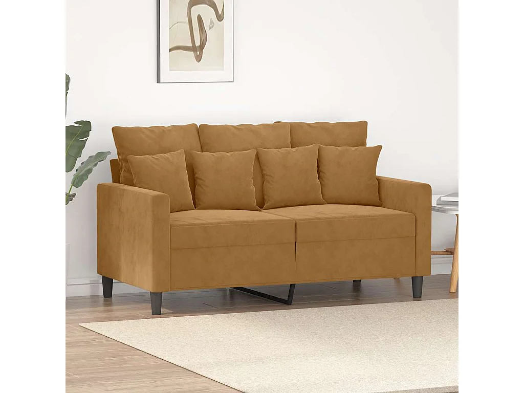 Tweezitsbank 120 cm fluweel bruin