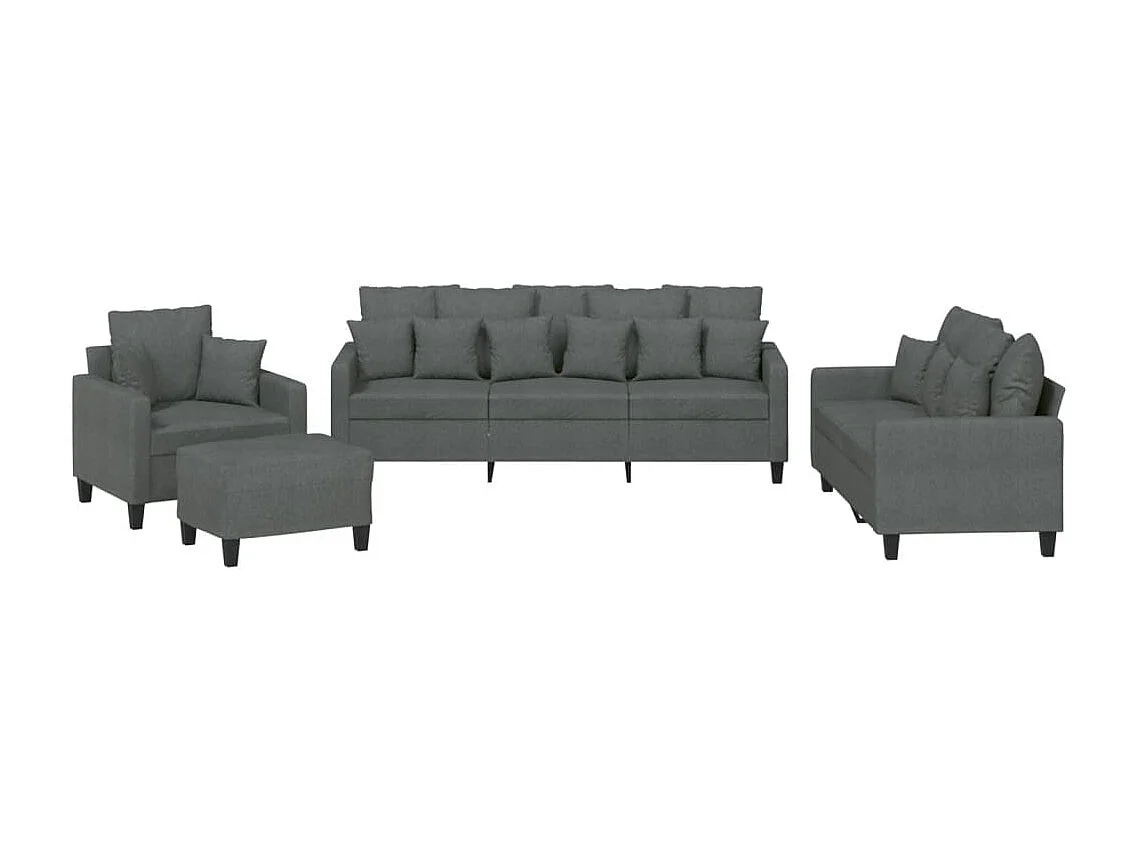 Ensemble de canapés 4 pcs coussins gris foncé tissu