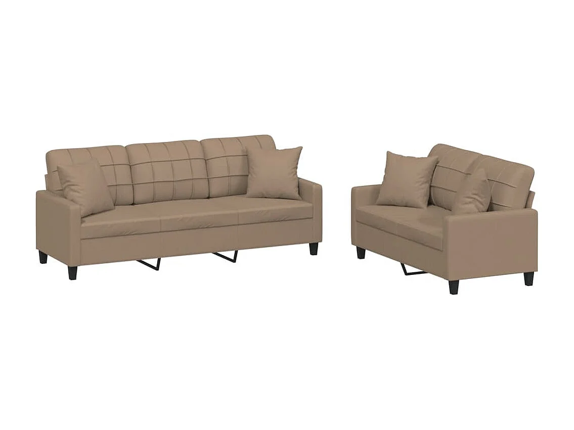 2-delige Loungeset met kussens kunstleer cappuccinokleurig