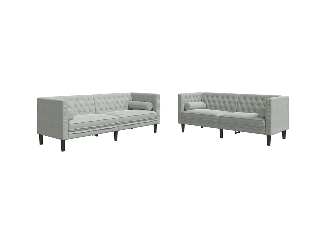 Ensemble de canapé Chesterfield et traversins 2 pcs gris clair