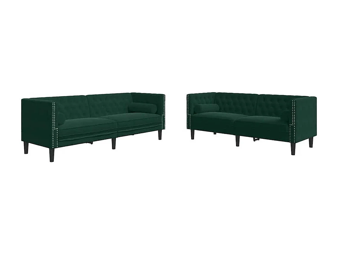 Ensemble de canapé Chesterfield et traversins 2 pcs vert foncé