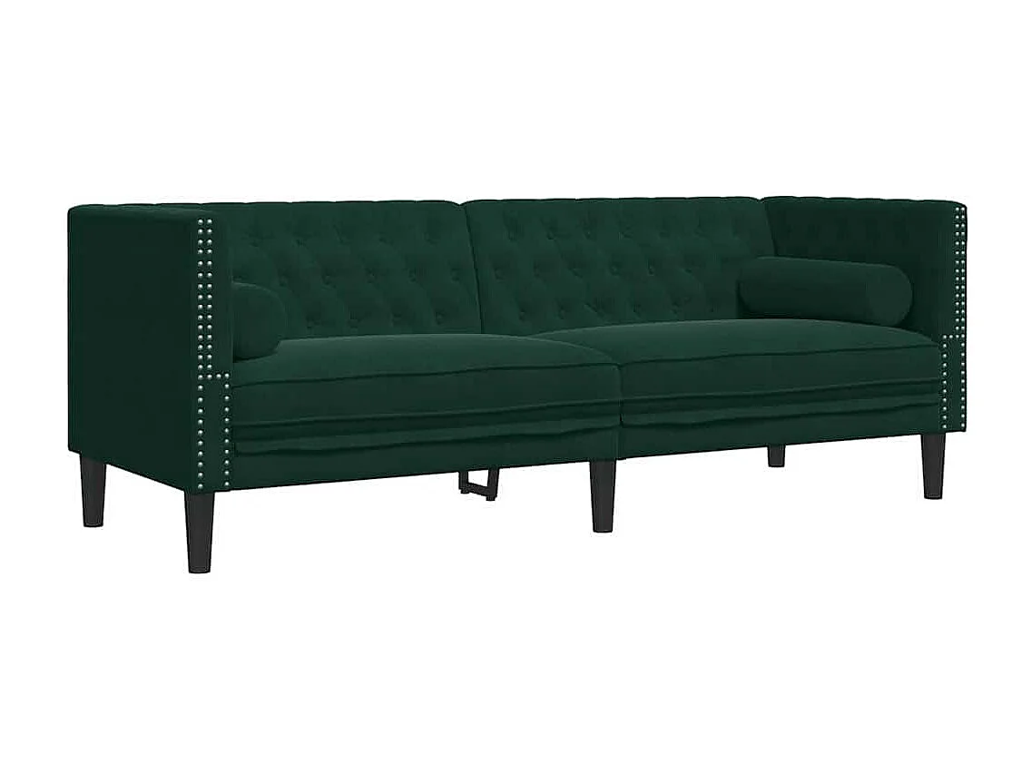Ensemble de canapé Chesterfield et traversins 2 pcs vert foncé