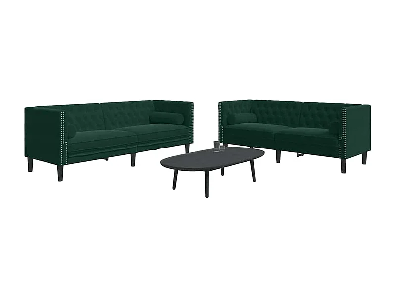 Ensemble de canapé Chesterfield et traversins 2 pcs vert foncé