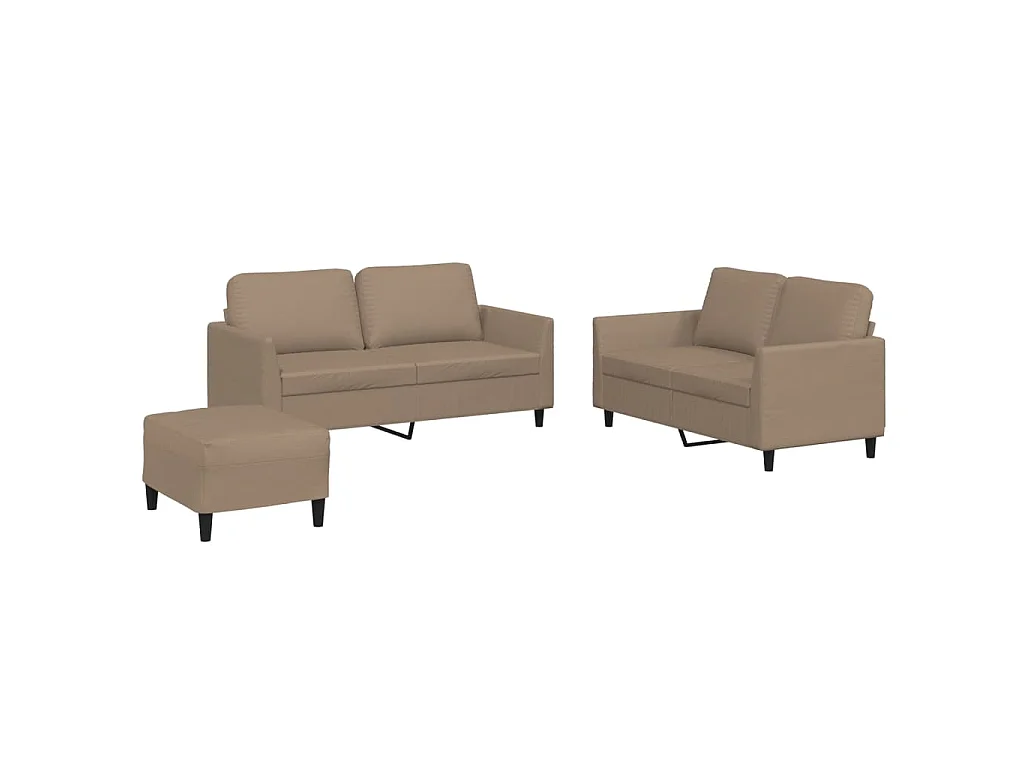 Ensemble de canapés 3 pcs avec coussins Cappuccino Similicuir