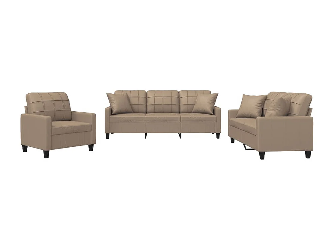 Ensemble de canapés 3 pcs avec coussins cappuccino similicuir