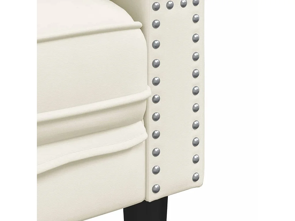 Driezitsbank Chesterfield-stijl met bolsters fluweel crèmekleur