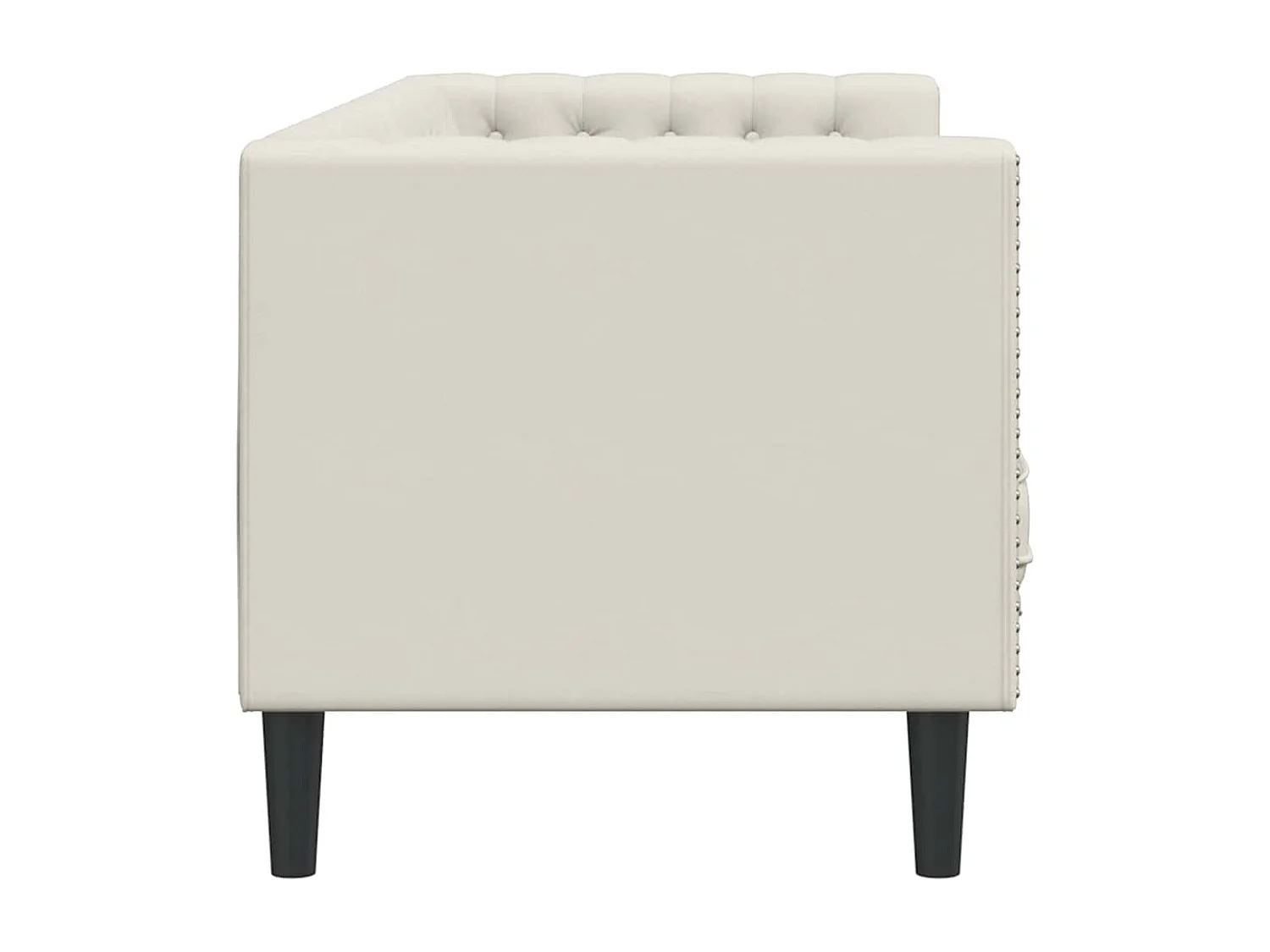 Canapé Chesterfield avec traversins 3 places crème velours