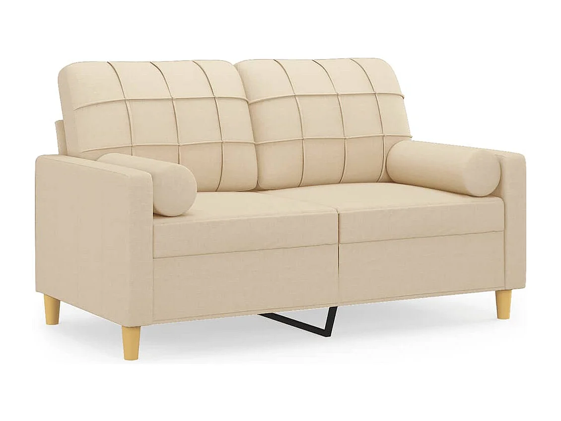 Canapé 2 places avec oreillers décoratifs crème 120 cm tissu