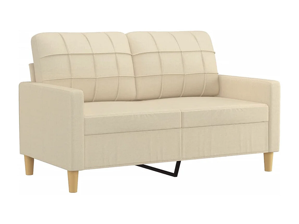 Canapé 2 places avec oreillers décoratifs crème 120 cm tissu