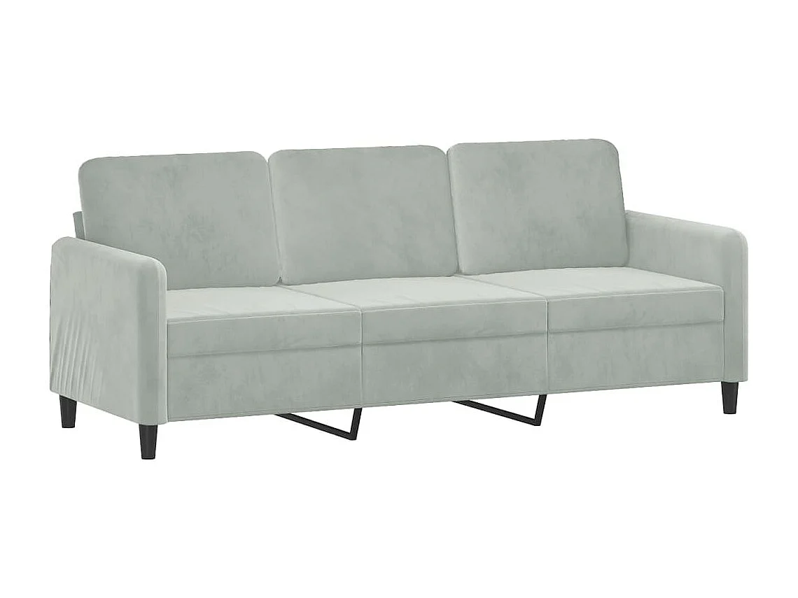 3-Sitzer-Sofa mit Hocker Hellgrau 180 cm Samt