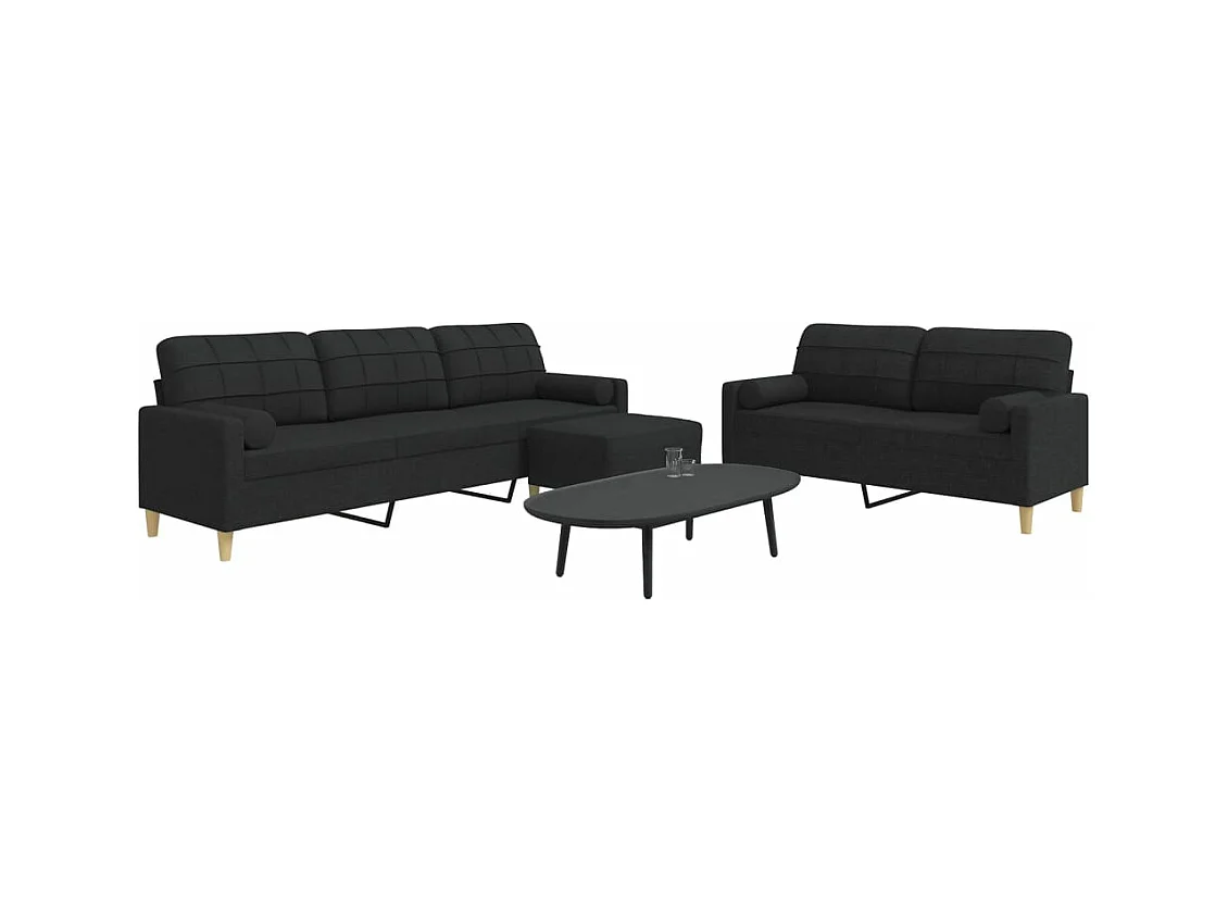 Ensemble de canapés 3 pcs repose-pied et coussins décoratifs