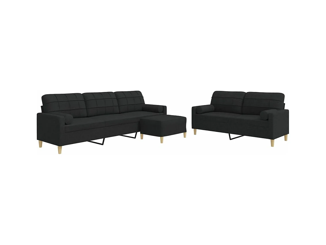 Ensemble de canapés 3 pcs repose-pied et coussins décoratifs