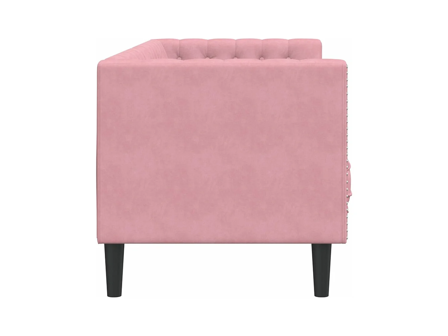 Canapé Chesterfield avec traversins 3 places rose velours
