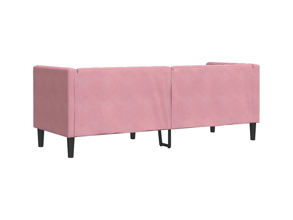 Canapé Chesterfield avec traversins 3 places rose velours