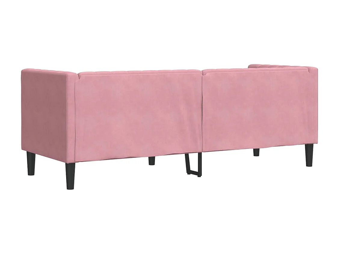 Canapé Chesterfield avec traversins 3 places rose velours
