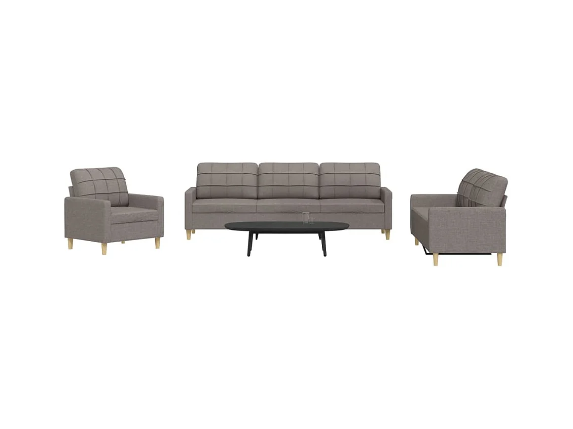 Ensemble de canapés 3 pcs taupe tissu
