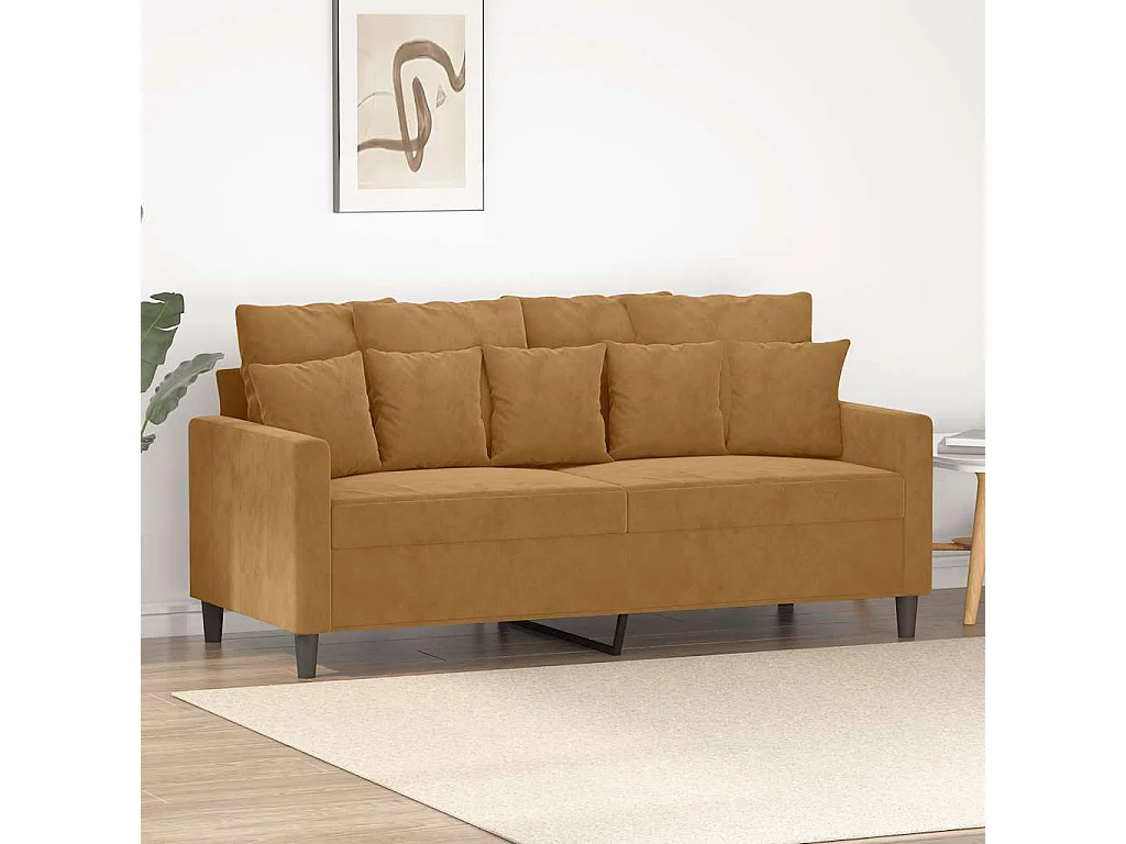 Sofá de 2 plazas terciopelo marrón 140 cm
