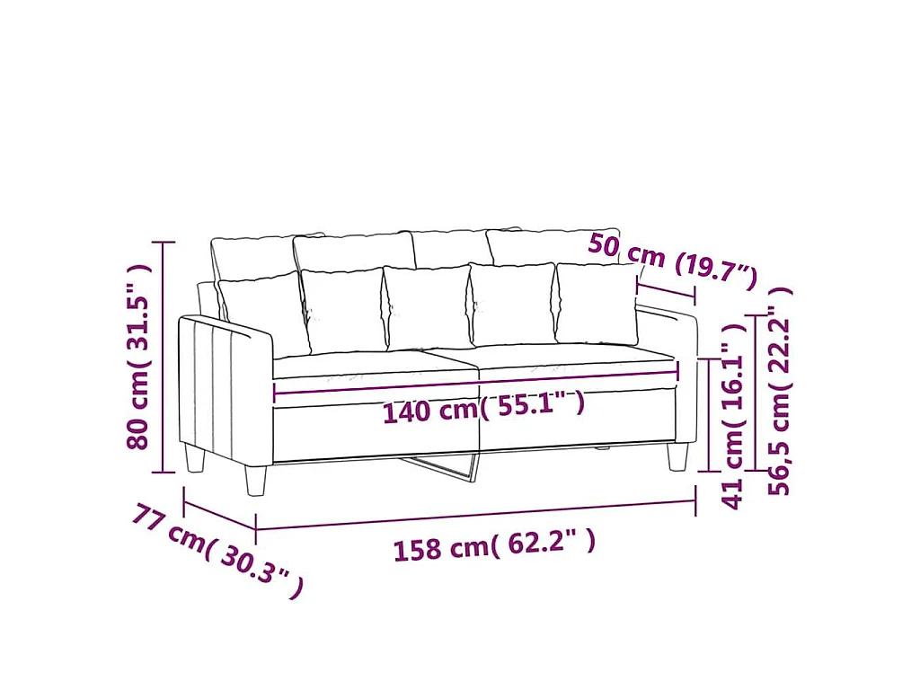 Tweezitsbank 140 cm stof bruin