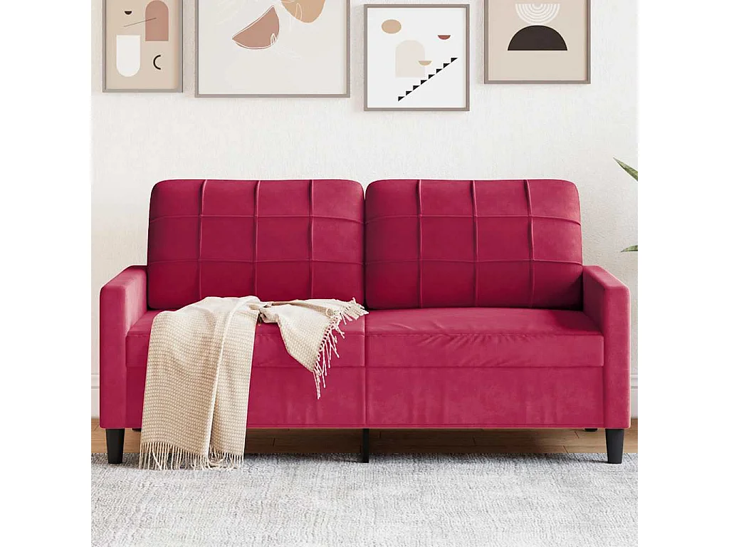 Canapé à 2 places Rouge bordeaux 140 cm Velours