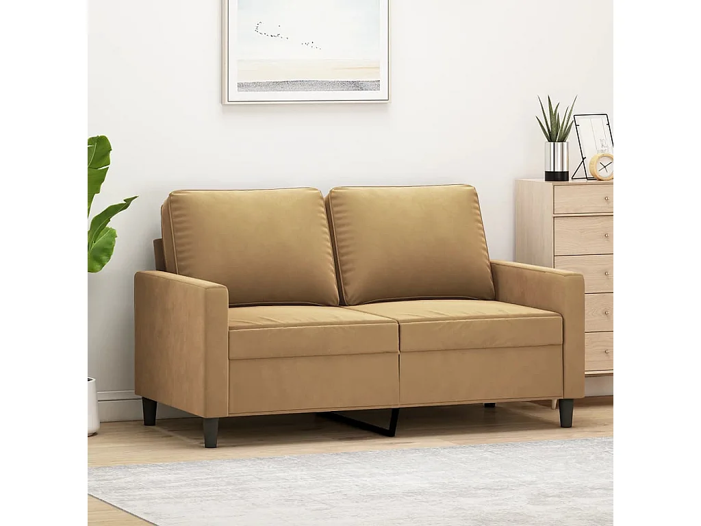 Tweezitsbank 120 cm fluweel bruin