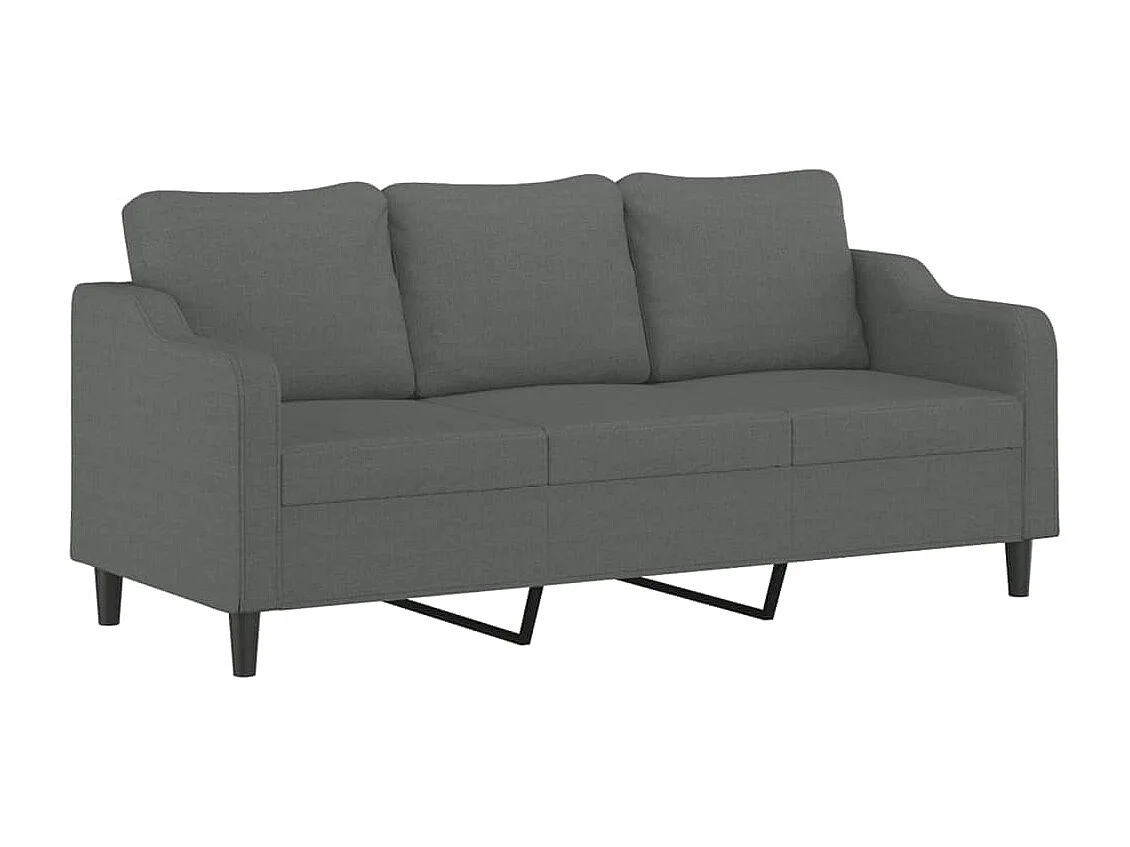 3-Sitzer-Sofa mit Zierkissen Dunkelgrau 180 cm Stoff