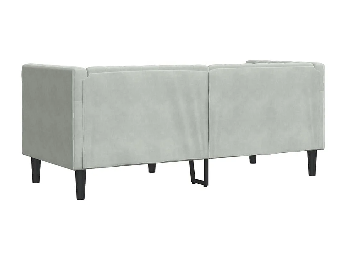 Sofá Chesterfield 2 plazas con cojines terciopelo gris claro